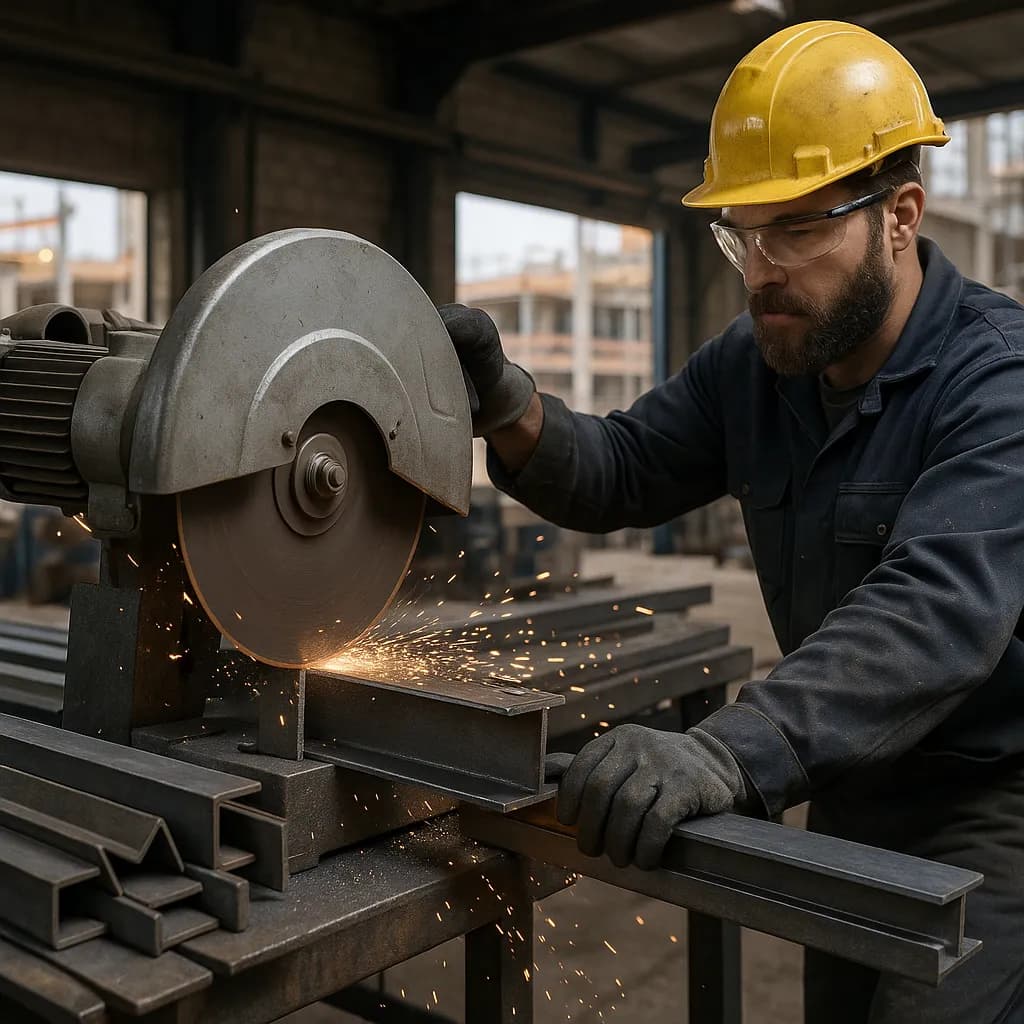 Découpe de profilés métalliques aux longueurs souhaitées par les Ateliers Brucker