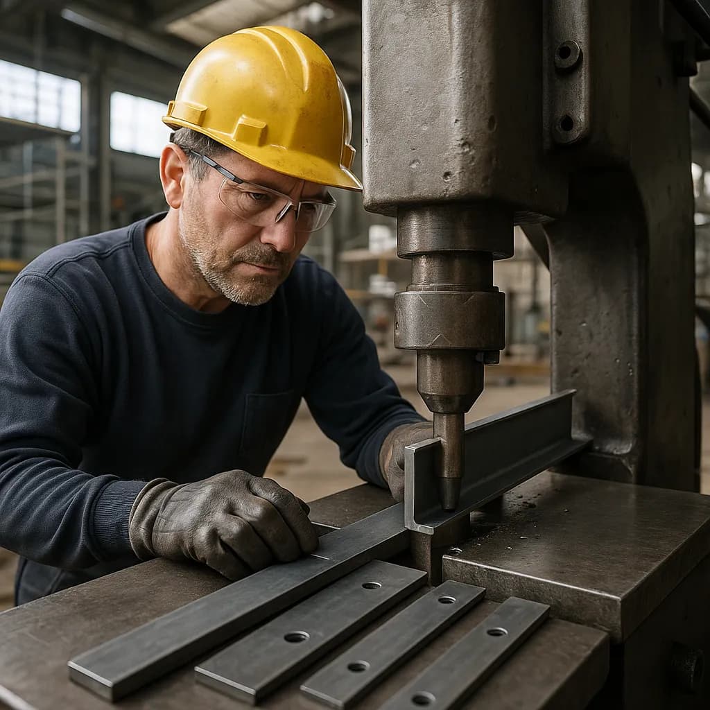 Poinçonnage de profilés métalliques pour assemblage par les Ateliers Brucker
